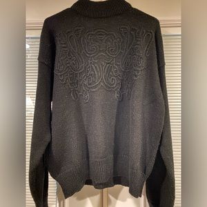 EUC vintage Rafaela black embroidered sweater sz LG